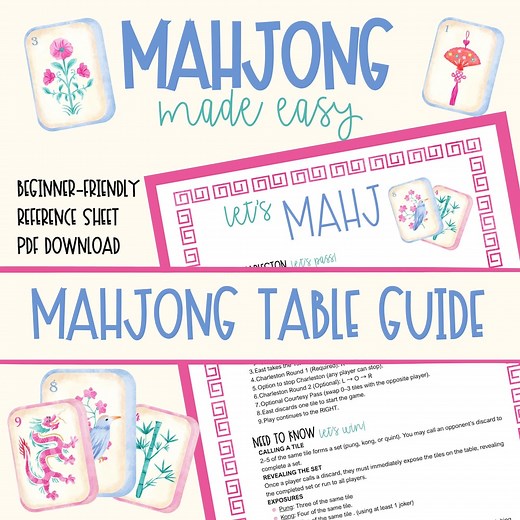 Mahjong Cheat Sheet | Mahjong Table Guide | Beginner-friendly | Printable PDF Download - Etsy