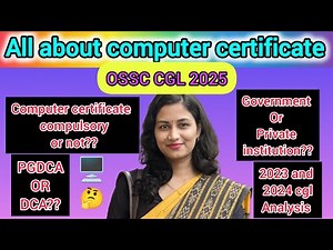 ALL ABOUT COMPUTER CERTIFICATE FOR OSSC CGL | OSSC CGL 2025 |