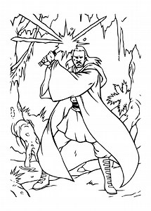 Who Gon Jinn attacks (Star Wars Coloring Page)