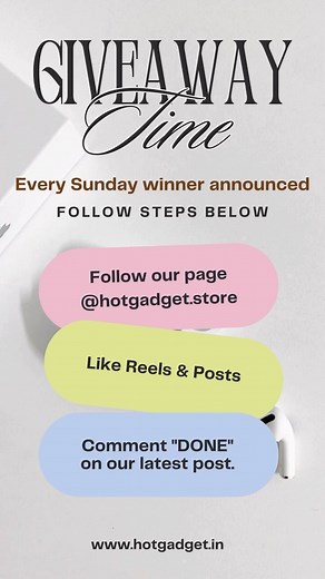 Hotgadget - Hot Deals! on Instagram: "🎉 GIVEAWAY ALERT! Every Sunday, we’re announcing 3 lucky winners! 💥 Ready to WIN exciting products? 🎁 To participate follow the simple steps below: 1️⃣ Follow us at @hotgadget.store 2️⃣ Like our latest posts & reels ❤️ 3️⃣ Comment “DONE” on our most recent post! Surprise products from our website could be yours! 🛍️ Don’t miss out—participate now and get ready to win! ✨"