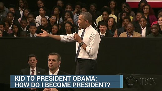Kid asks Obama how to become president