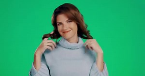 Green Screen Funny Face Woman Tongue Out Isolated Studio Background