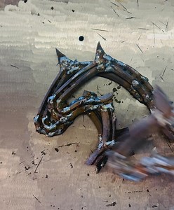 Sick of seeing these trophies yet? These are the last three to complete, then I’ll - very happily- have a different horse design to work on. I’m always grateful to receive a large order, but the artist in me struggles to work on the same piece so many times in a row. Also .. absolutely no comments allowed on my ‘welding’. 🤣 Yes, I should clean the rust and dirt off first and that’d make welding a lot easier, but I choose to clean it all once at the end when the piece is finished. | Rustic Horse