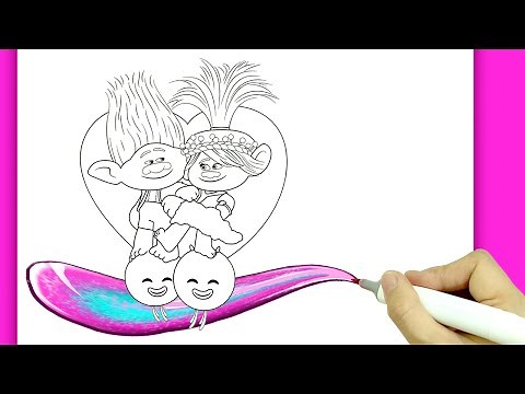 Coloring Queen Poppy and Branch - Trolls Band Together Movie / Trolls 3