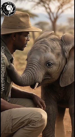 Baby Elephant’s Heartwarming Hug with Caretaker 🐘💛 #wildlife #viralvideo #aishorts #nature #elephant