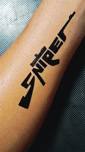Temporary Arm Tattoo Featuring the Word "Sniper" Design..........#tattoo #art #drawing #shorts