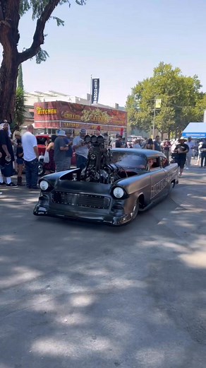 I have no other words for this absolutely monster of a 1955 Chevy belair, with a chopped roof and a massive blower setup on it this thing looks and sounds so good #v8 #belair #55belair #55chevybelair #prostreet #blower #goodguys #goodguyscarshow | 540AutoSports