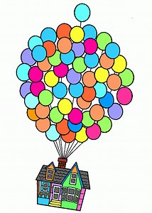 Up house coloring page, printable Up house