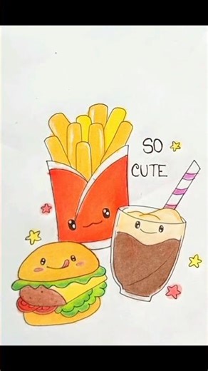 Cute Fast food drawing #shortvideo #art#turasimpledrawing #easy