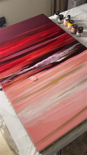 Mohanima - Art By Rakhi Jha on Instagram: "Dreaming of Pink Sunsets… 24 x 36 inch Resin & Alcohol Ink Art #resınart #fluidart #mixedmediaart #alcoholinkart #sunsetart"