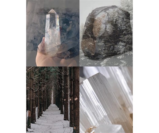 Winter-inspired crystals are all about cool tones, clarity, and texture. Stones like Clear Quartz, Selenite, Celestite, Snowflake Obsidian, and pale Blue Calcite visually echo snow, ice, frost, and quiet winter landscapes. These minerals naturally reflect light in ways that feel crisp and calm — making them perfect seasonal display pieces. #WinterCrystals #CrystalAesthetic #SeasonalStones #CoolTones #SilverCove | CanGems Western Canada