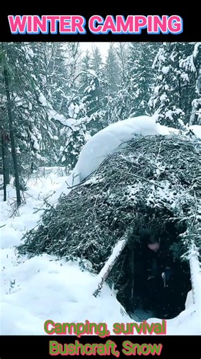 Outdoor winter camping in deep snow | Off grid camp life adventure. Extreme snow camping #camping