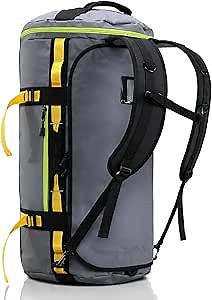 Haimont Large Duffle Bag Backpack for Travel, Men Women Duffel Backpack Bags with Shoes Compartment for Camping, Traveling, Sports, Trip, Water-resistant, 60L Grey