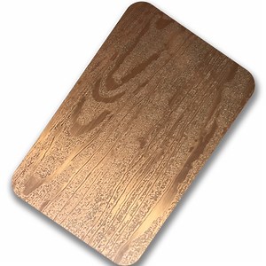 [Hot Item] 304 316 Stainless Steel Rose Gold Wooden Design Embossed Finish Metal Sheet 4ftx8FT for Wall Panel