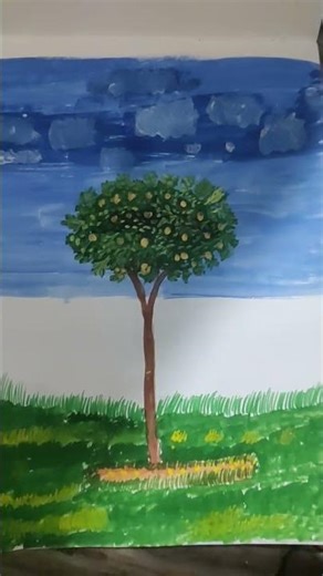 children drawing mango tree