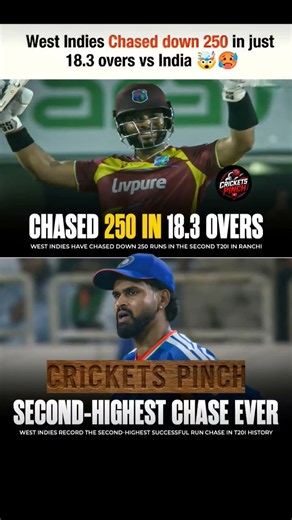 WEST INDIES CHASED DOWN 250 RUNs IN 18.3 OVERS VS INDIA #indvswi #shaihope #shreyas #cricketshorts