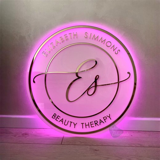 Acrylic Business Sign, Backlit Wall Logo, Lobby Salon Signage, 3D LED Logo, Beauty Bar Sign, Wall Office Logo, Real Estate Logo - Etsy