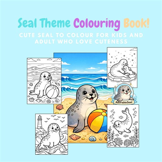 Seal Coloring Book, Ocean Animals, Underwater Scenes (digital Download) - Etsy