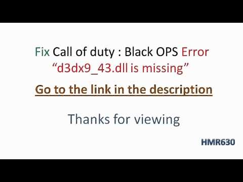 Call of duty black ops error d3dx9_43.dll fix: