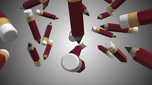 3D Pencils Falling Down Animation. Pencil Rain. 4K