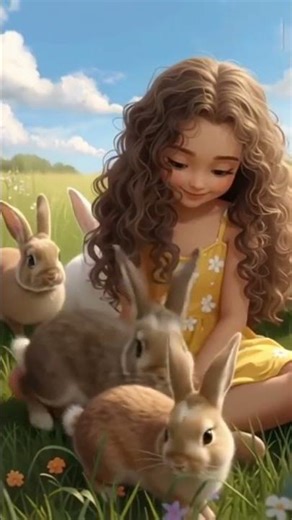 Cutest Girl Surrounded by Bunnies! 🐰😍 #funny