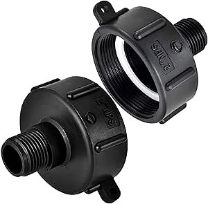 2 Pcs IBC Tote Tank Adapter for Garden Hose, Drain Plug Connector, 275 330 G Drain Adapter 2" NPS Female x 3/4" BSP Male