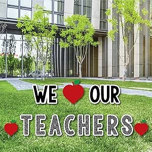 Big Dot of Happiness Teacher Appreciation - First & Last Day of School Yard Sign, Outdoor Lawn Decorations, Thank You Teachers Yard Signs - We Love Our Teachers Decor
