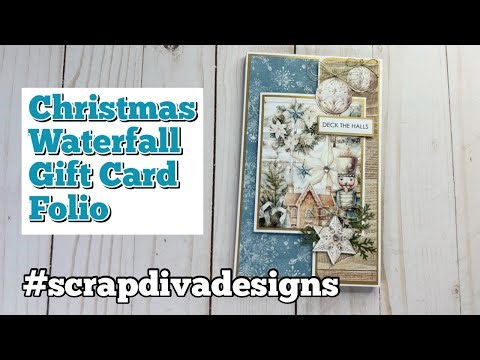 Christmas Waterfall Gift Card Folio | Scrap Diva Designs DTP | Waterfall Card Making Set