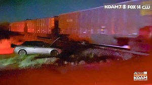 #KOAMbreaking Train strikes car, stuck on tracks in Neosho >> https://joplinnewsfirst.net/3WqNiwv — Neosho Officers arrived quickly but heard an approaching train, too late to alert the railroad to stop the train. | Joplin News First