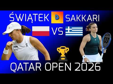 Tenis Iga Świątek vs Maria Sakkari 1-2 Ćwierćfinał Qatar Open 2026