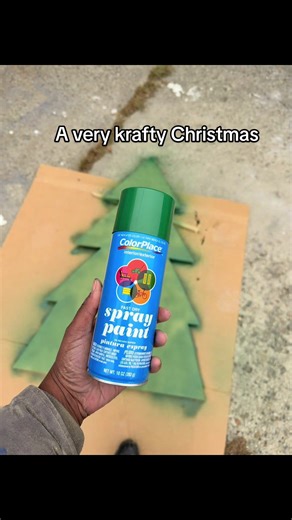 A very Krafty Christmas. Had a sheet of mdf left over from a project I did this summer so I figured I’d make a Christmas tree. Had an almost full can of spray paint but I forgot just how porous this wood is . Took a break to get snacks and some paint from the dollar store to finish. Going to cut ornaments and make a topper next. #diy #craft #kraftdoll #christmas #christmascrafts