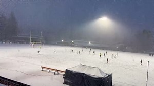 Viewer video | High school soccer players compete in the snow in Tuolumne