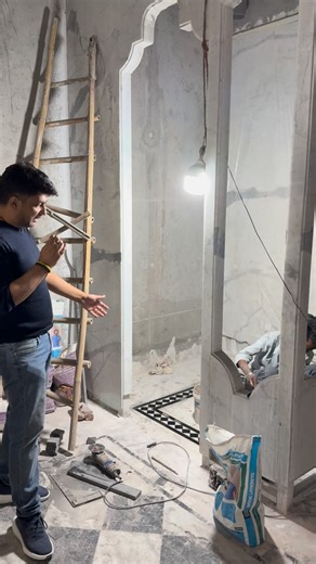 Qube Designs by Karan Sethi on Instagram: "This classical washroom details to follow: 1. Flooring pattern 2. Niche details 3. Shower cubicles 4. Jamming details"