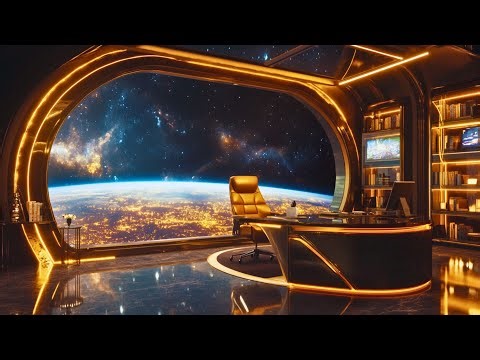 Futuristic Space Office Ambience | 5 Hours of Chill Cosmic View & Deep Focus (4K Ultra HD)