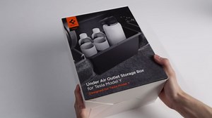 Spigen Rear Center Console Storage Box for Tesla Model Y Juniper and all Model Y (2020-2025) Under Seat Trash Can Garbage Bin - Black