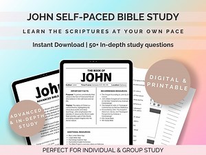 John Bible Study Printable | Christian Self-paced Bible Study Workbook | Gospel of John Study Guide With Questions - Etsy