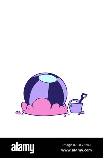 stretching up animation of cartoon beach ball and bucket Stock Video Footage - Alamy