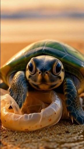 Baby Turtle Rescued From Plastic Waste
