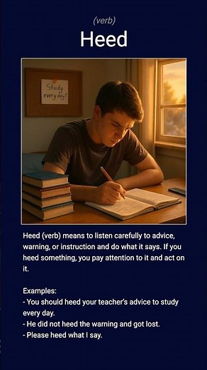 English word 'heed' verb C1