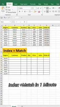 Excel INDEX MATCH Formula in 1 Minute! Better than VLOOKUP? #learnexcelwithanuj #excel #excelclasses