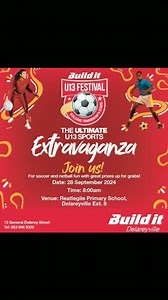 Host - BUILD IT DELAREYVILLE AMBASSADOR - JABU MAHLANGU DESCRIPTION A - FRIDAY 1: Arrival Time - 11:00 2: Meet - Build it Management Nd Supplies Nd Stakeholders Nd School Principals 3: Shoot photos 4: Autograph 5: Nd Radio Interview B - SATURDAY ( FINAL DAY) 1: Opening 2: Jabu Mahlangu - Speech 3: Shoot photos 4: Autograph 5: Meet Mayor 6: Choose players of the Tournament 7: Nd Give prize Go home... Nd will discuss if u wanna know more My Regards Oupa Mothibedi Build it u13 Soccer Nd Netball Tou