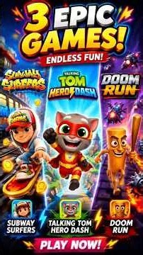 3 CRAZY Games in One Video! 😱🔥 | Subway Surfers, Talking Tom & Doom Run