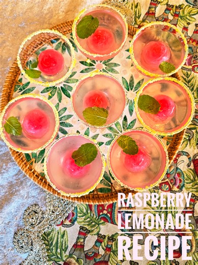 Recipe for ice cubes: Make raspberry cordial according to instructions and pour in ice moulds. Let them set. Recipe for lemonade: Mix 3/4 cup sugar with 1 cup water. Stir over low heat and mix till sugar is dissolved. Set aside to cool down. Your simple syrup is ready. Now squeeze 6 to 7 fresh lemons and mix in your syrup. Add in 3 to 4 cups of sparkling water. It gives it a great fizz. Taste to check the flavor. Recipe for cocktail salt: Use ready made powder cordial mix or mix equal parts of f