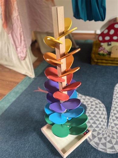 Rainbow Sound Tree | Montessori Marble Run | Waldorf Wooden Toy - Etsy