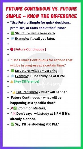 Future Continuous vs. Future Simple – What’s the Difference? ⚖️ | English Grammar #Shorts