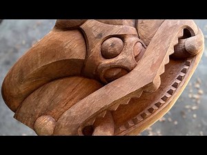 Maori wood carving design under way.