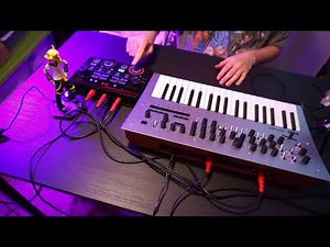 Using a midi syncable (boos rc-202) loop station with a synth or sequencer.