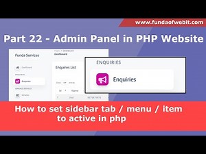 Part 22 - How to set sidebar tab / menu / item to active in php