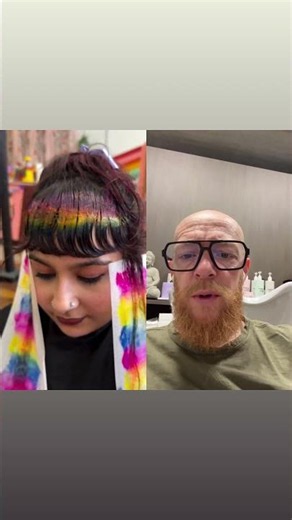 Satisfying rainbow bangs transformation!