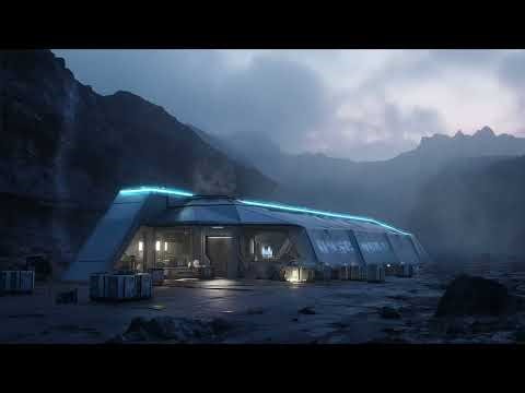 Rain Shower in Alien Planet Research Hub | Sci-Fi Ambiance for Sleep, Study, Relaxation